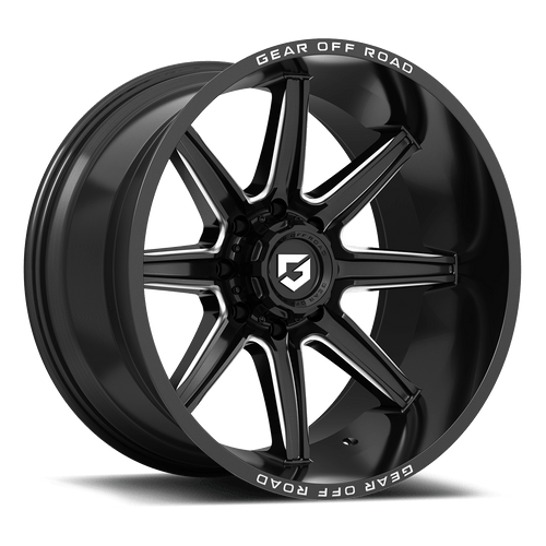 Gear Off Road 765BM 5x139.7 / 5x150 20X9+18 gloss black with milled accents & lip logo