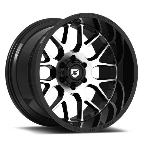 Gear Off Road 763MB Raid 6x135 20X10-12 gloss black with machined face & lip logo