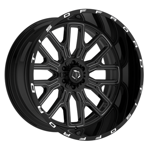 TIS 560BM 8x170 26X14-76 gloss black w/milled accents & lip logo