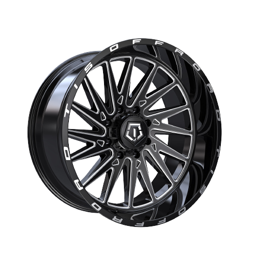 TIS 547BM 5x127 24X14-76 gloss black w/milled accents & lip logo