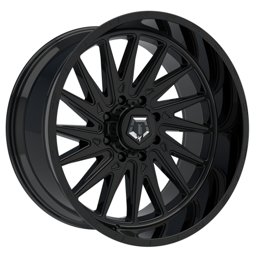 TIS 547B 5x127 24X14-76 gloss black with milled & painted lip logo