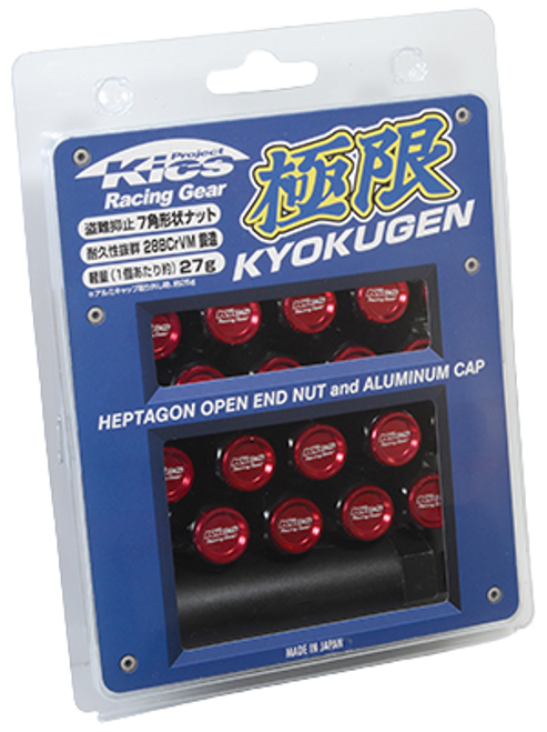 Kyo-Ei KYOKUGEN NUT SET W/ ALUMINUM CAP 12X1.25 BLACK / RED CAP 20 PCS