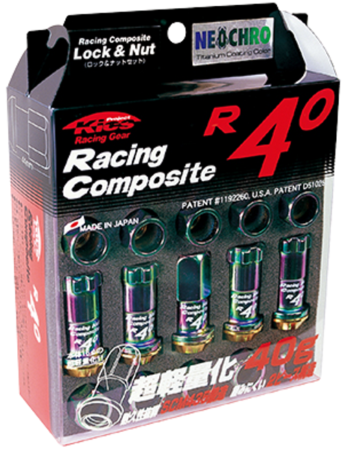 Kyo-Ei RACING COMPOSITE R40 ICONIX LOCK & NUT SET / PLASTIC CAPS 12X1.25 BLACK / RED CAP 16 + 4 PCS