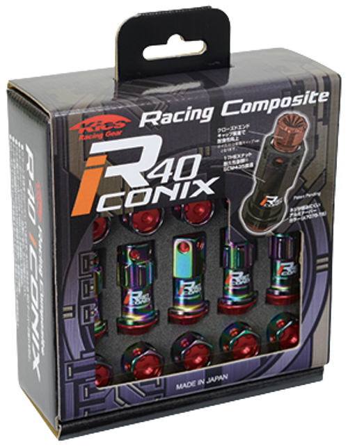 Kyo-Ei R40 ICONIX 14X1.50 CLASSICAL LOCK & LUG NUTS (BLACK CAP) 14X1.50 CLASSICAL 16+4