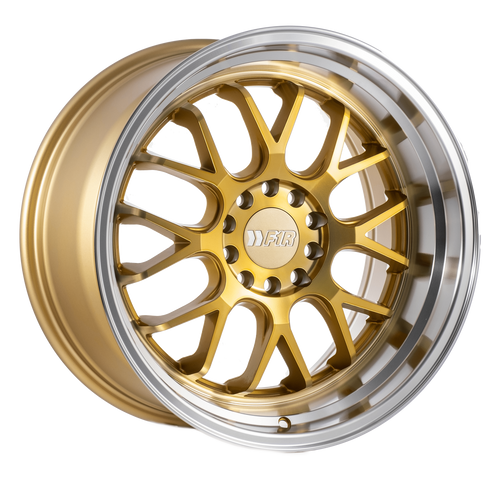 F1R F21 5x114.3/5x120 18x9.5 +40 Machine Gold/Polish Lip v2