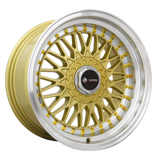 Vors VR3 4x108 15x8  +20 Gold Machine Lip Gold Rivet