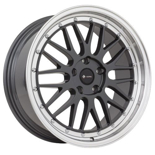 Vors VR8 5x114.3 17x8  +35 Hyper Black Machine Lip Chrome Rivet