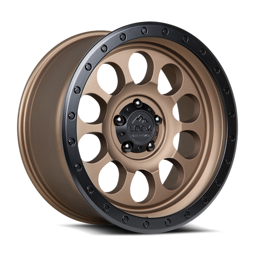 LOCK OFFROAD 50CAL 5x127 17x9 +0 Matte Desert Bronze W Matte Black Ring