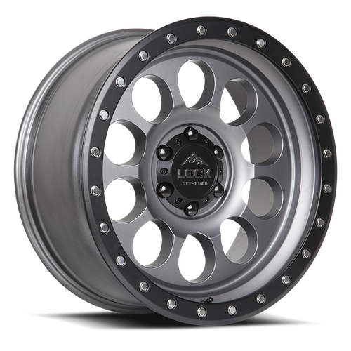 LOCK OFFROAD 50CAL 6x135 17x9 +0 Matte Grey W Matte Black Ring