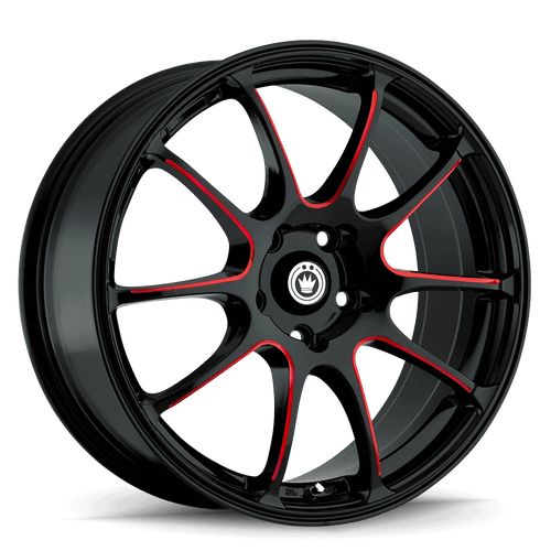 Konig Illusion 5x114.3 18x8+45 Black/Ball Cut Red