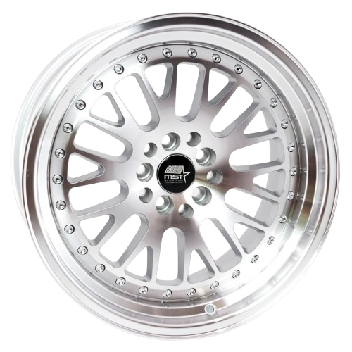 MST Wheels MT10 4x100/4x114.3 15x8.0 +25 Silver w/Machined Face