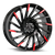 Xcess X02 5x115 24x9.5 +15 Gloss Black Machined Red Tips