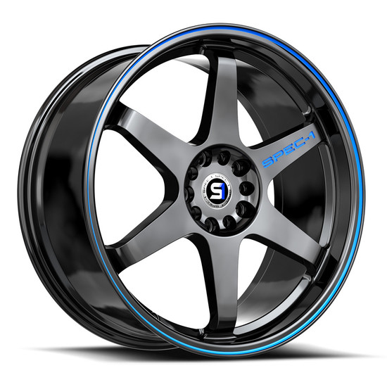 Spec-1 SPT-33 4x100/4x114.3 18x8.5 +38 Gloss Black & Blue Line