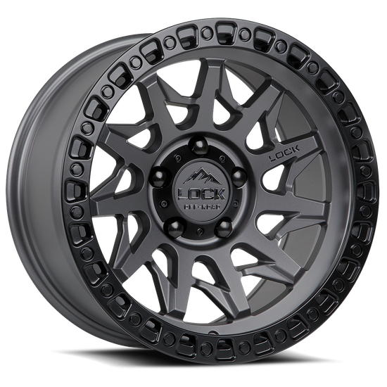 LOCK OFFROAD LUNATIC 6x139.7 18x9 +12 Matte Grey W Matte Black Ring