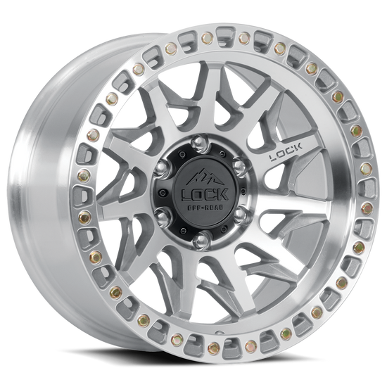 LOCK OFFROAD LUNATIC 5x127 17x9 +1 Machine With Clear Coat