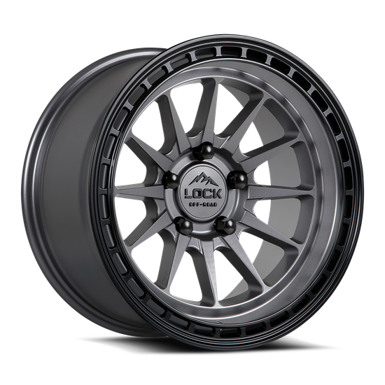 LOCK OFFROAD BAJA 5x114.3 17x8 +40 Matte Grey W Matte Black Ring