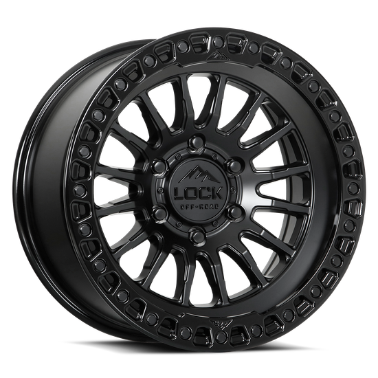 LOCK OFFROAD GRIT 5x127 17x9 +12 Matte Black W Gloss Black Ring