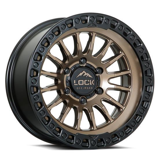LOCK OFFROAD GRIT 6x139.7 17x9 +12 Matte Bronze W Matte Black Ring