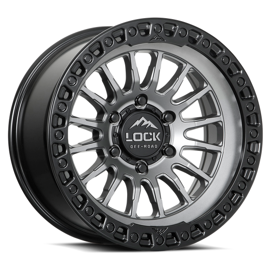 LOCK OFFROAD GRIT 6x135 17x8.5 +25 Matte Grey W Matte Black Ring