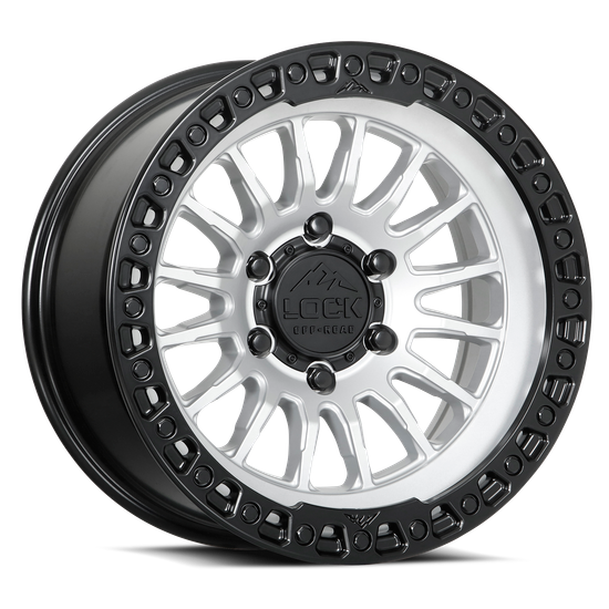 LOCK OFFROAD GRIT 6x135 17x9 +1 Matte Silver W Matte Black Ring
