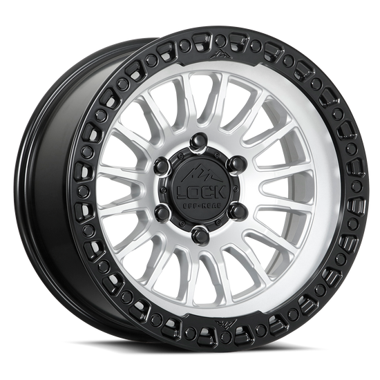 LOCK OFFROAD GRIT 5x127 17x9 +12 Matte Silver W Matte Black Ring