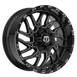 TIS 544BM 8X180 20x9 00 Gloss Black w/Milled Accents