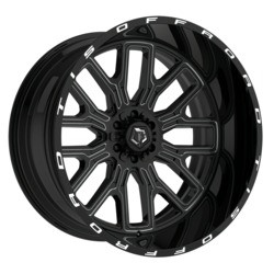 TIS 560BM 8X170 24x14 -76 Gloss Black w/Milled Accents