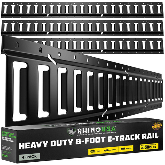 8Ft E-Track Tie-Down Rails, Black (4 Pack) - TD-ETRAIL8-4PK-BLK