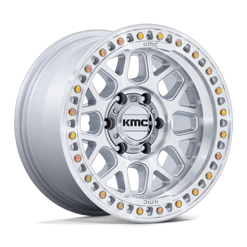 KMC GRS 5x139.7 17x9 +18 Gloss Silver W/ Machined Face