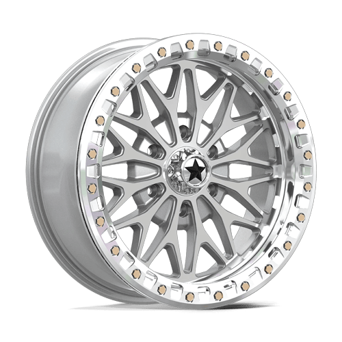 MSA Offroad Wheels BOLO UTV BEADLOCK 6x139.7 18x7 +10 Gloss Silver W/ Machined Face