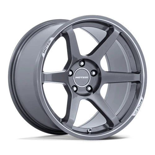 Motegi BATTLE VI 5x100 18x9.5 +38 Gloss Gunzilla W/ Machined Lip
