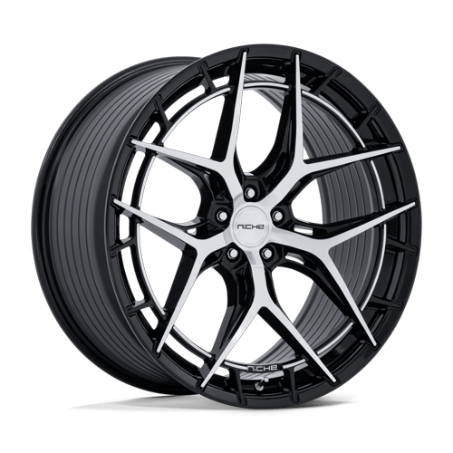 Niche 1PC RIVIERA 5x120 20x9.5 +22 Gloss Black W/ Machined Face