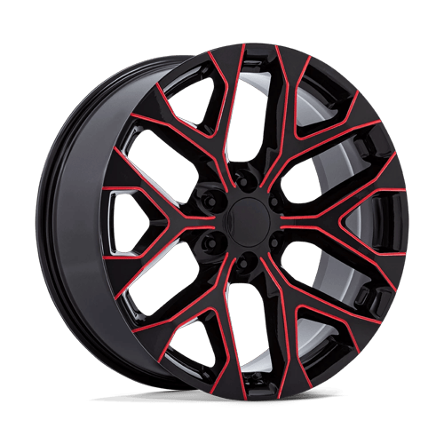 Performance Replicas PR177 6x139.7 22x9 +24 Gloss Black Red Milled