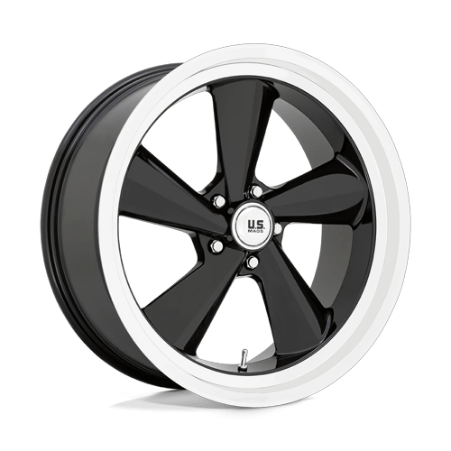 US Mag 1PC TS 5x120.65 22x9 +15 Gloss Black W/ Diamond Cut Lip