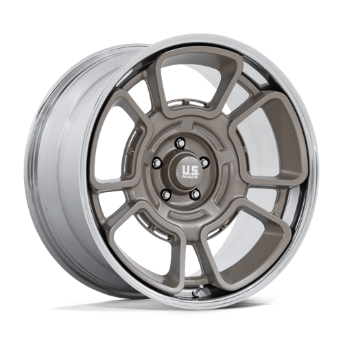 US Mag 1PC FLAGSTAFF 5x127 22x10.5 +12 Pewter W/ Chrome Lip