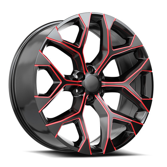 O.E. Revolution G-09 blank 6x 22x9 +24 Gloss Black & Red Milled