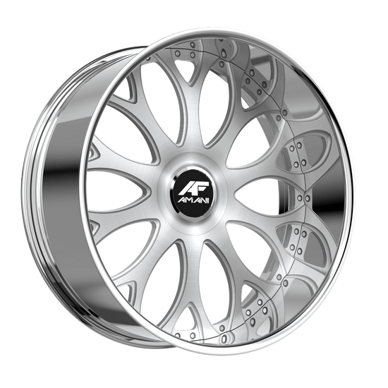 Amani Tango 6x135 / 6x139.7 30x9 +15 Brush Center Chrome Lip