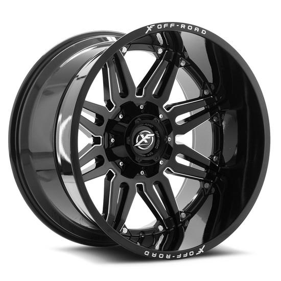 XF Off-Road XF-204 blank 5x/6x 24x14 -76 Gloss Black & Milled