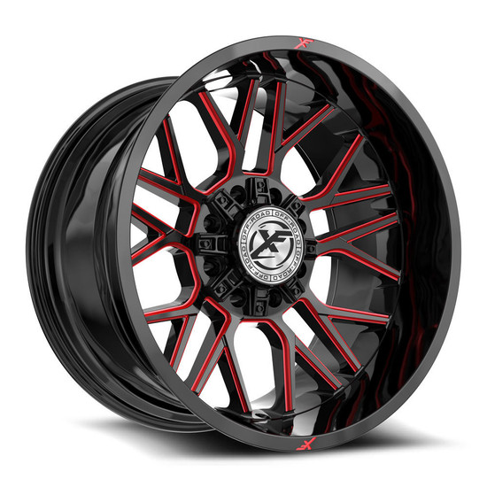 XF Off-Road XF-235 blank 8x 20x12 -44 Gloss Black & Red Milled