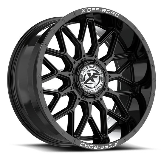 XF Off-Road XF-242 blank 5x/6x 20x10 -12 Gloss Black & Milled Lettering