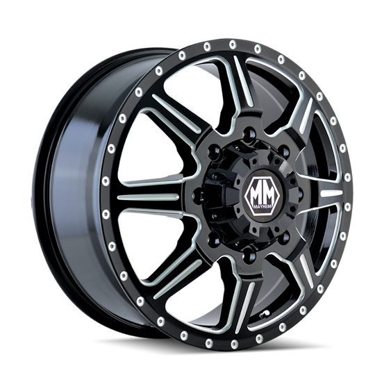 MAYHEM MONSTIR 8101 FRONT BLACK/MILLED SPOKES 22x8 -200 127mm 142mm