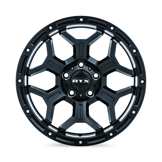 RTX Goliath 6x139.7 17x9 +0 Satin Black With Milled Rivets