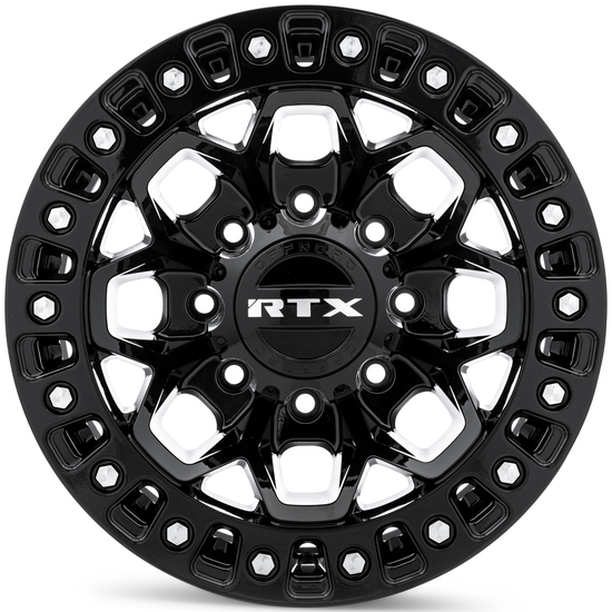 RTX Zion 8x165.1 20x9 +20 Gloss Black Milled Rivets