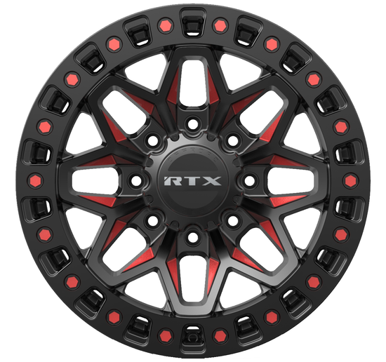 RTX Zion 8x180 18x9 +20 Gloss Black Milled Red