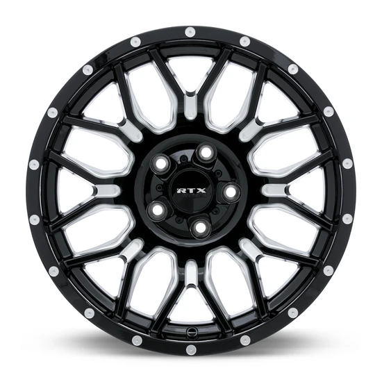 RTX Claw 6x139.7 18x9 -12 Gloss Black Milled With Rivets