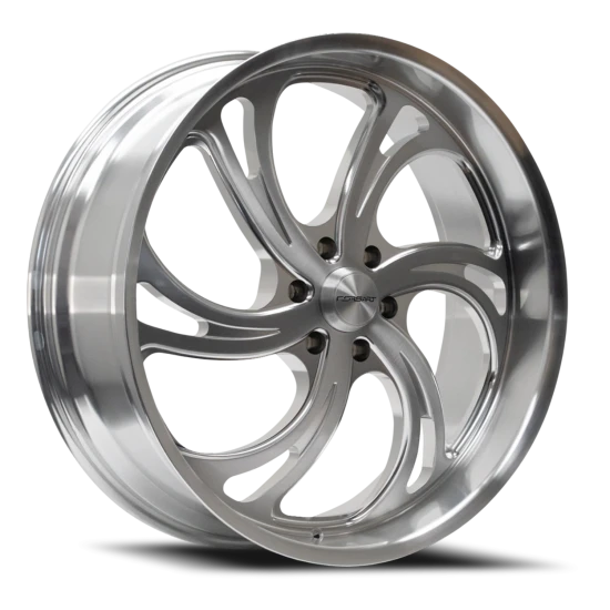 Corsart Argon 6 6x135 24x9 +24 Brushed Silver Diamond Cut Lip