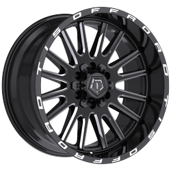 TIS 567BM 8x170 24x12 -44 Gloss Black W/milled Accents