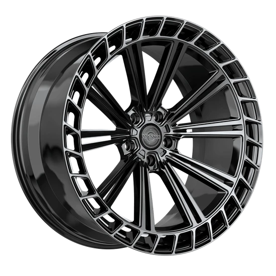 Arvano AVX-103 Blank 22x9 +15 Gloss Black Center & Diamond Cut Ring With Dark Tint