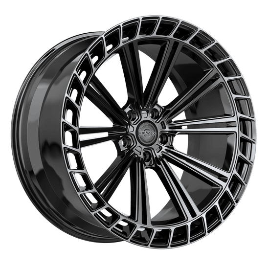 Arvano AVX-103 Blank 22x10.5 +20 Gloss Black Center & Diamond Cut Ring With Dark Tint