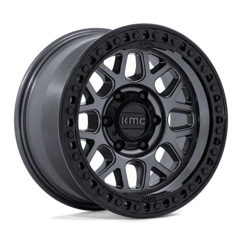 KMC GRS 8x180 20x9 +18 Gloss Gunmetal W/ Gloss Black